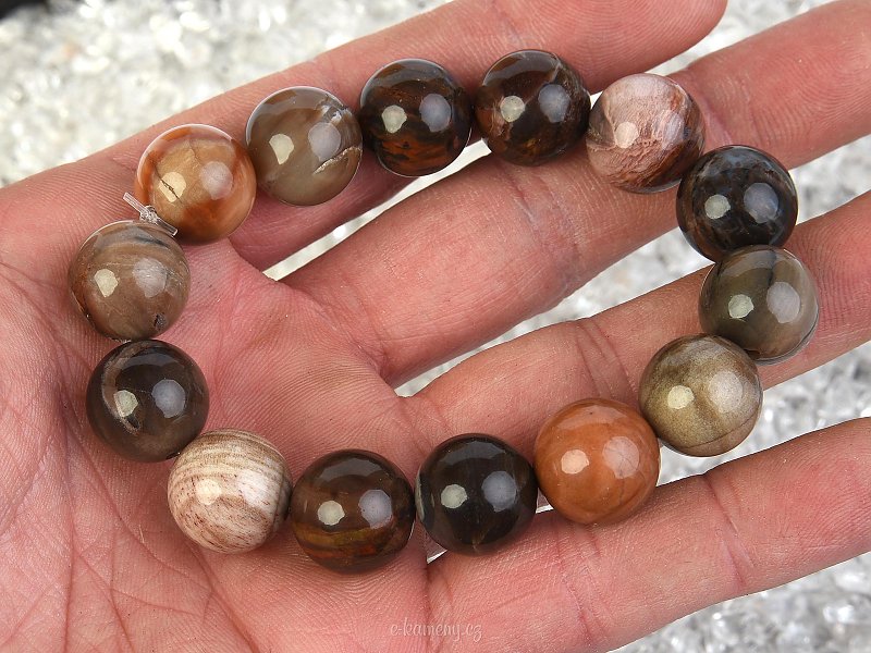 Beads petrified wood bracelet 14mm