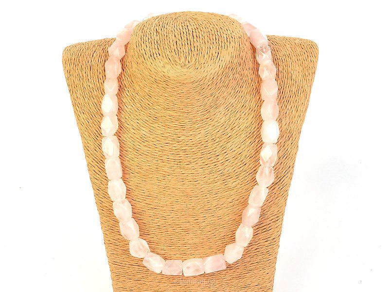 Larger necklace with rose quartz 14x10mm