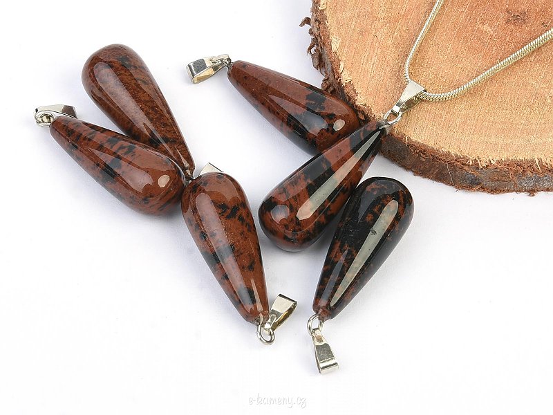 Obsidian mahogany teardrop pendant (bizu handle)