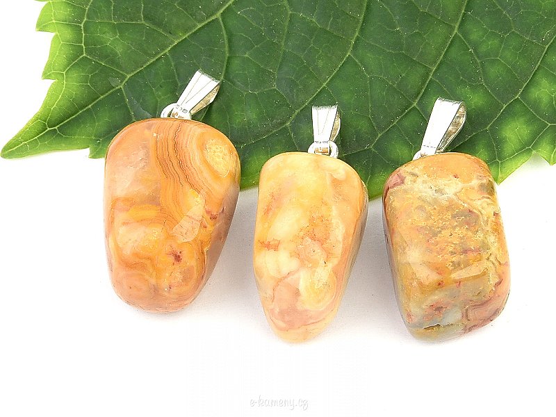 Smooth pendant made of gold agate Ag 925/1000 handle