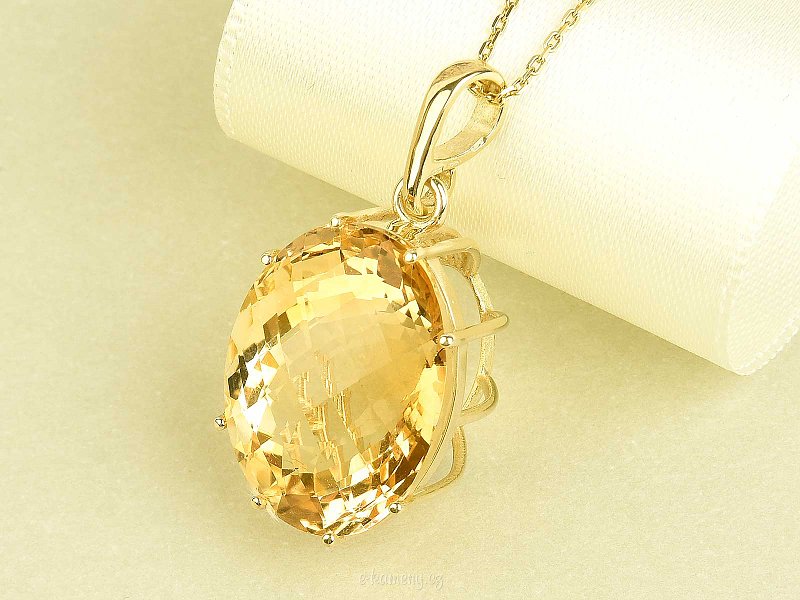 Citrine pendant in gold Au 585/1000 14 carats 8.34g