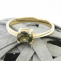 Moldavite ring Au 585/1000 size 63 3,28g