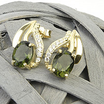 Delicate gold earrings with flakes and zircons Au 585/1000 3.32g 14K