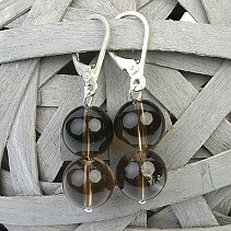 Earrings made of smoky balls (1cm) silver clasp