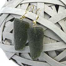 Raw moldavite earrings Au 585/1000 51mm
