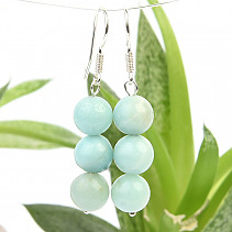Earrings made of green calcite balls (0.8 cm) with silver hooks