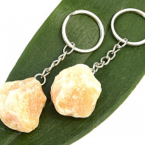 Yellow calcite crystal key ring