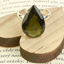 Vltavínový prsten ve tvaru kapky Ag 925/1000 vel.57 (4,7g)