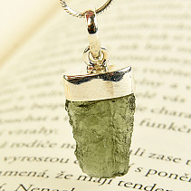 Natural vltavine pendant with rim Ag 925/1000