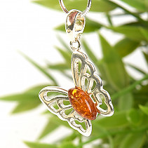 Amber silver pendant in the shape of a butterfly Ag 925/1000