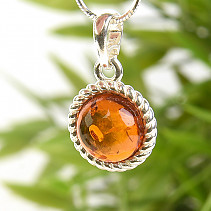 Elegant women's pendant with amber Ag 925/1000