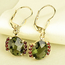 Gold earrings with stones and garnets Au 585/1000 14K 4.00g