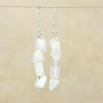 Earrings made of white stone ulexite Ag