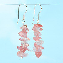 Earrings made of stone pink calcite Ag