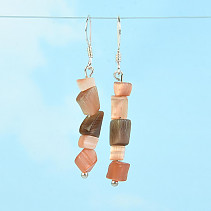 Earrings made of stone ulexite brown Ag