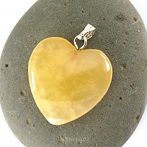 Calcite pendant yellow heart (jewelery) 2.7 cm
