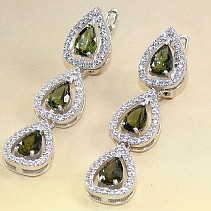 Earrings made of cut moldavite Ag 925/1000