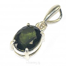 Moldavite pendant with oval cut larger Ag 925/1000