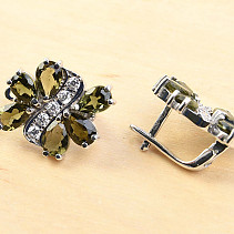 Vltavín earrings with cubic zirconia Ag 925/1000 Rh