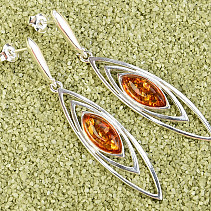 Silver amber earrings Ag 925/1000 10x4mm