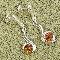 Silver amber earrings Ag 925/1000 5mm