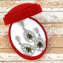 Vltavín drop set of jewelry Ag 925/1000 + Rh