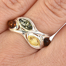 Stříbrný prsten jantar Ag 925/1000