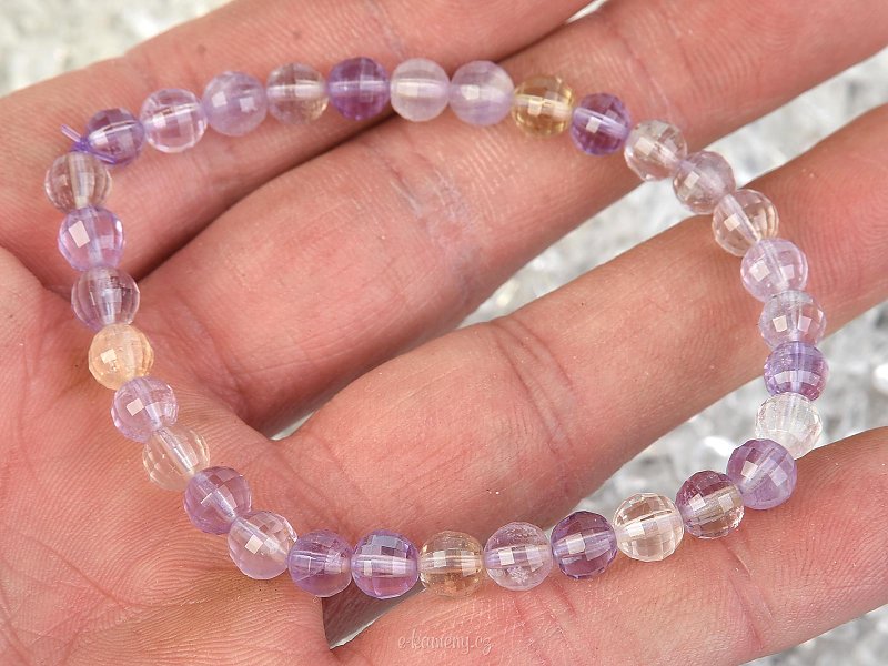 Polished beads amethyst bracelet 6mm