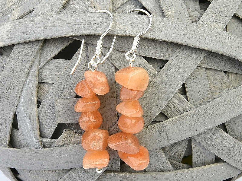 Earrings orange calcite silver hooks