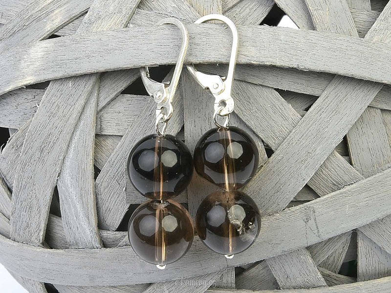Earrings made of smoky balls (1cm) silver clasp