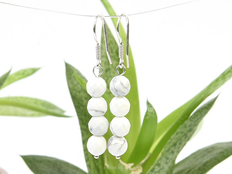 Earrings magnesite facet beads (0.6cm) silver hooks