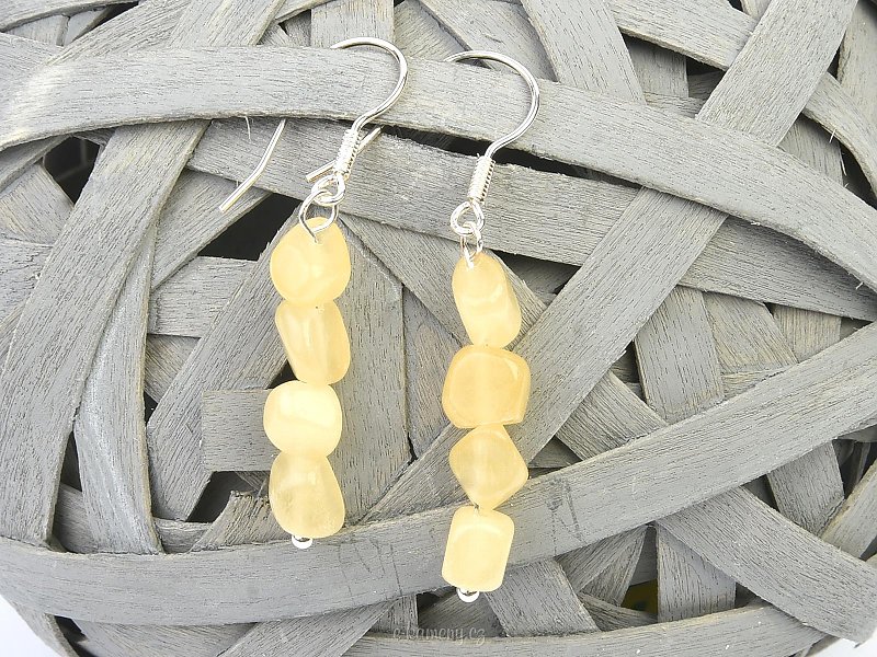 Earrings yellow calcite boulders silver hooks