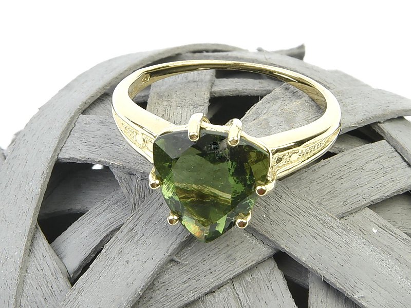 Moldavite gold ring Au 585/1000 size 55 3,17g