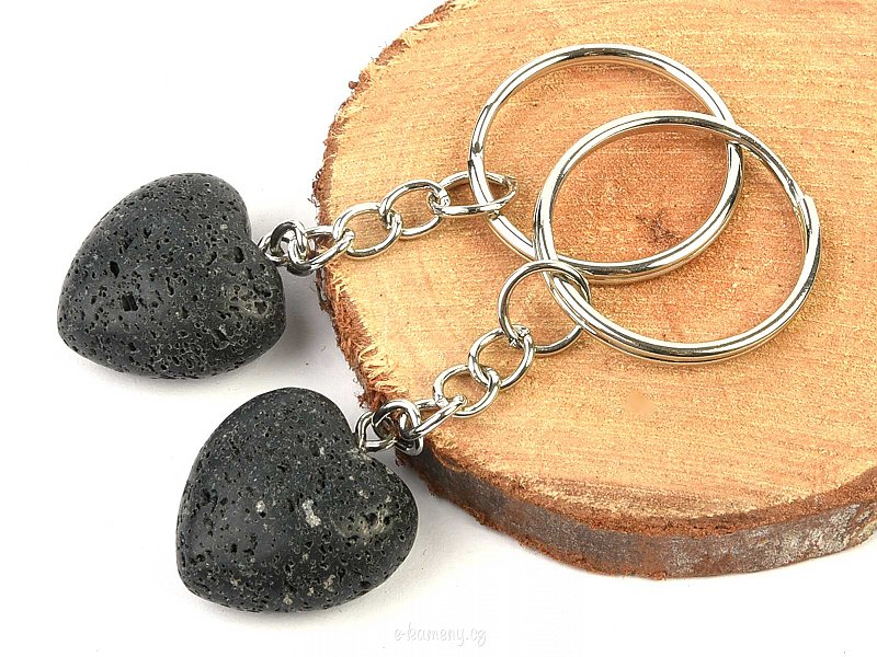 Heart keychain made of lava stone
