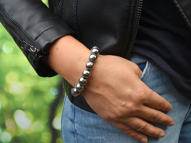 Hematite bracelet beads silver (1.2cm)