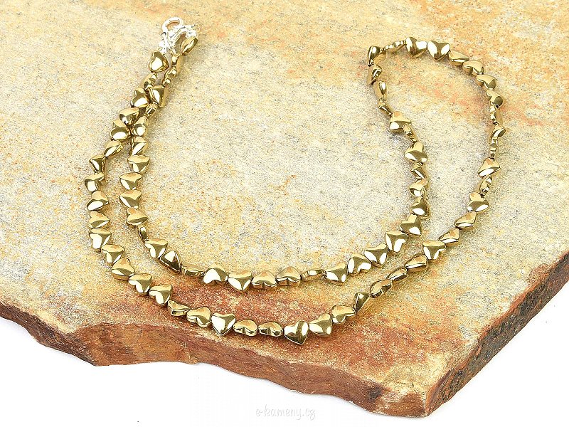 Hematite necklace gold heart (48cm)