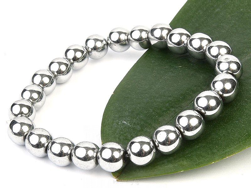 Hematite bracelet beads silver (0.8cm)