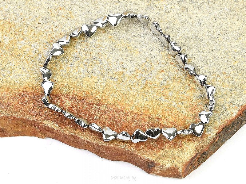 Hematite silver hearts bracelet