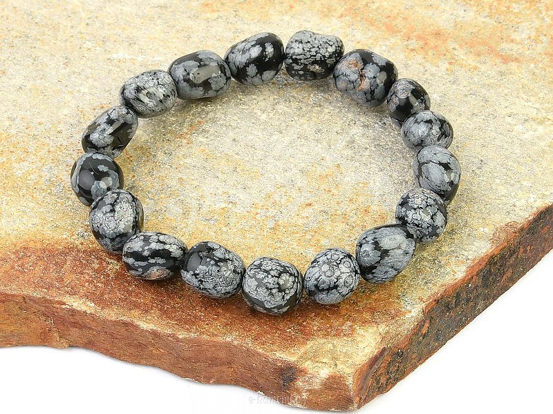 Obsidian flake pebble bracelet