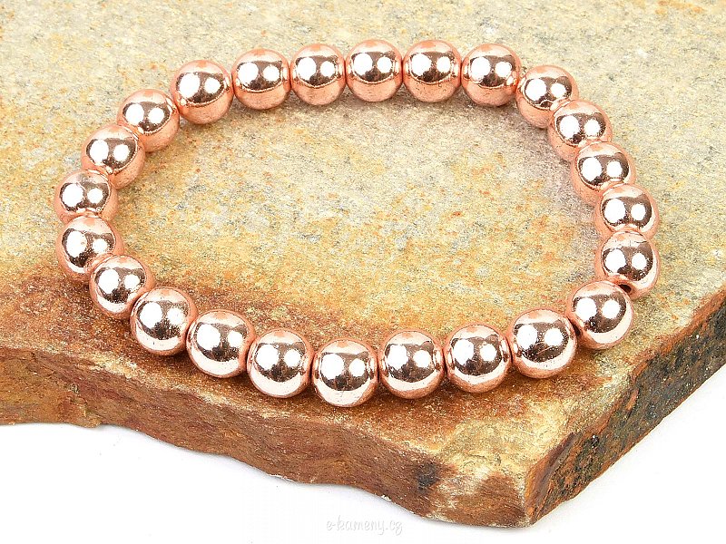 Hematite bracelet pink beads (0.8cm)