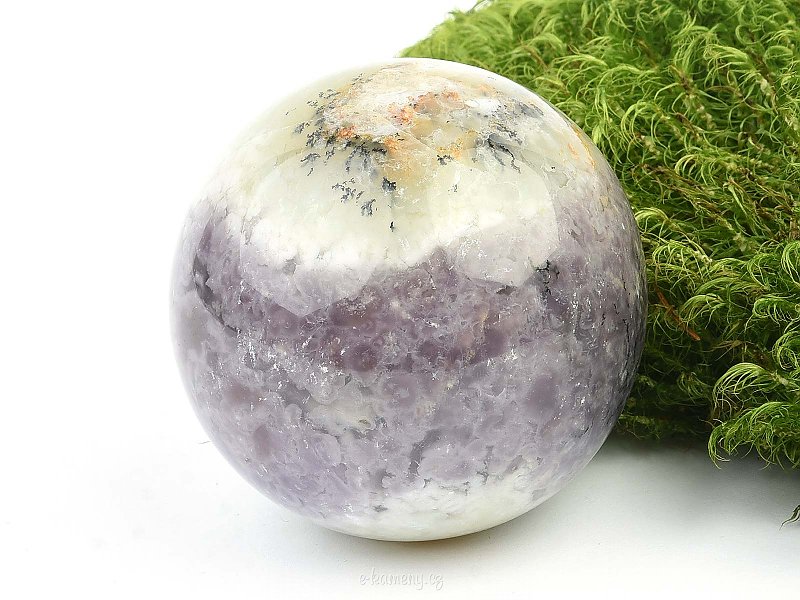 Smooth opal ball with dendrites (339g)