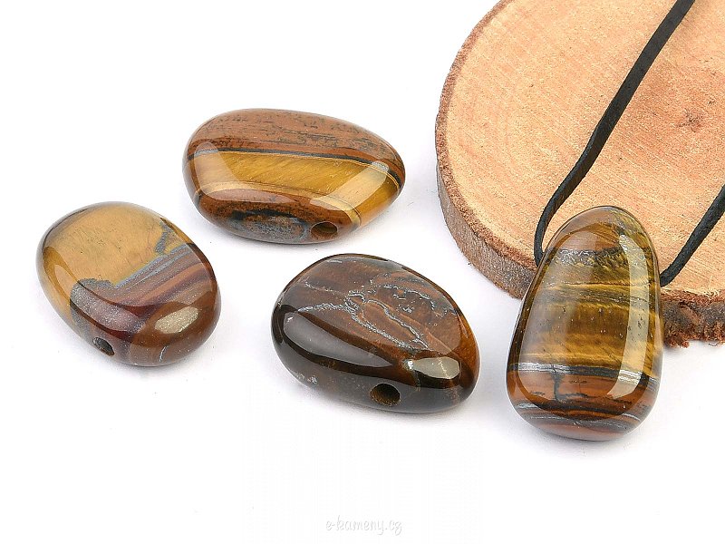 Oval tiger eye pendant on leather (approx. 3cm)