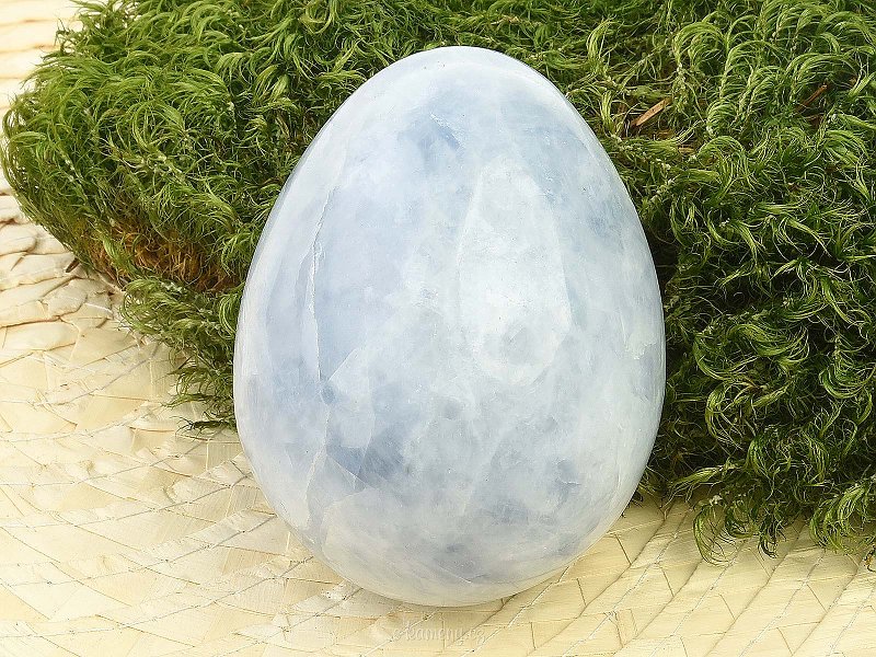 Hladké vejce z modrého kalcitu (302g)