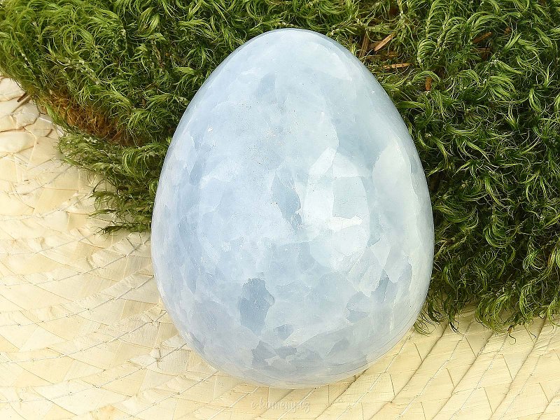 Blue calcite in the shape of an egg (377g)