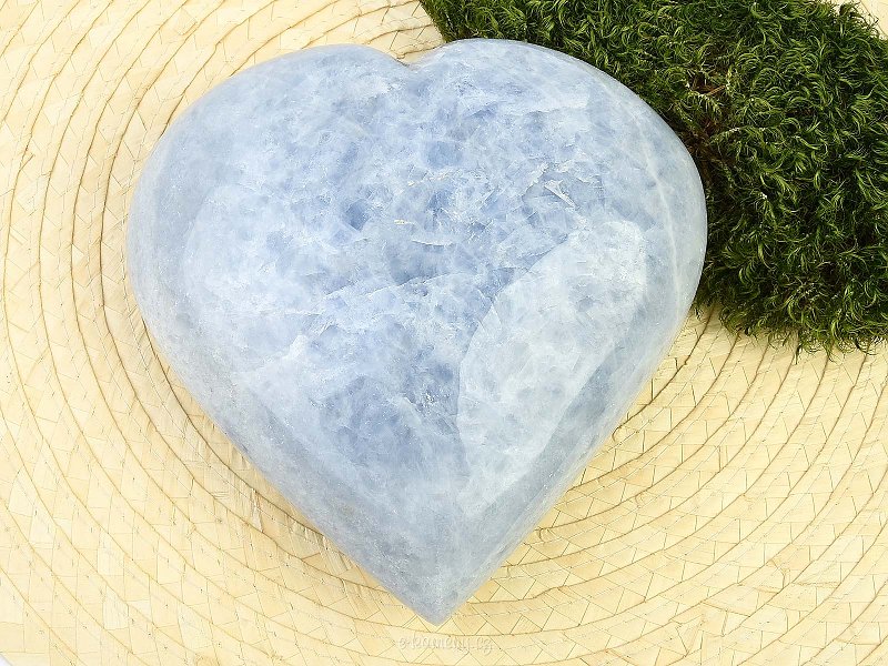 Blue calcite smooth heart (2509g)