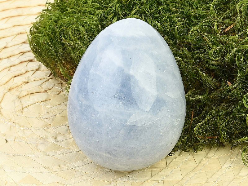 Blue calcite in the shape of an egg (223g)