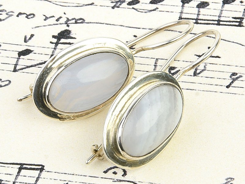 Chalcedony earrings slim ovals Ag 925/1000