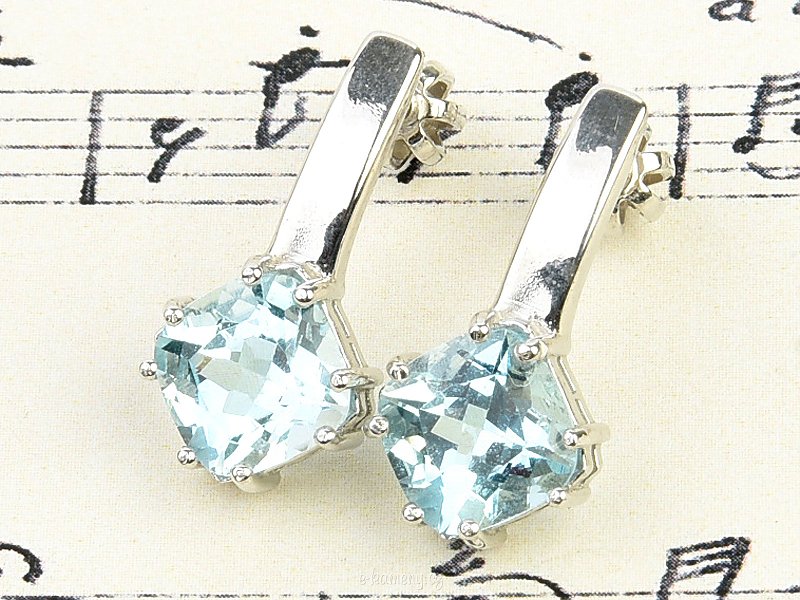 Women's silver earrings with blue topaz Ag 925/1000+Rh
