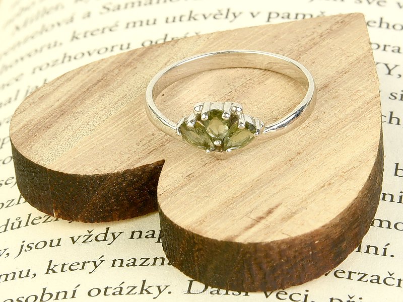 Vltavínový stříbrný prsten Ag 925/1000