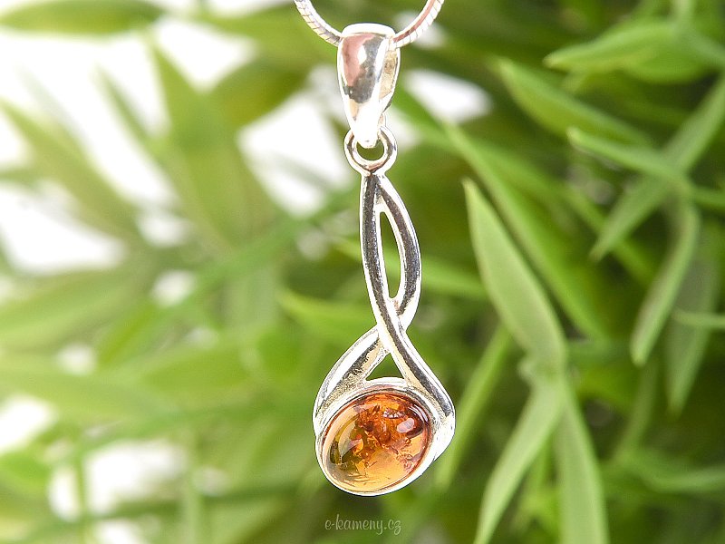 Pendant with caramel amber Ag 925/1000